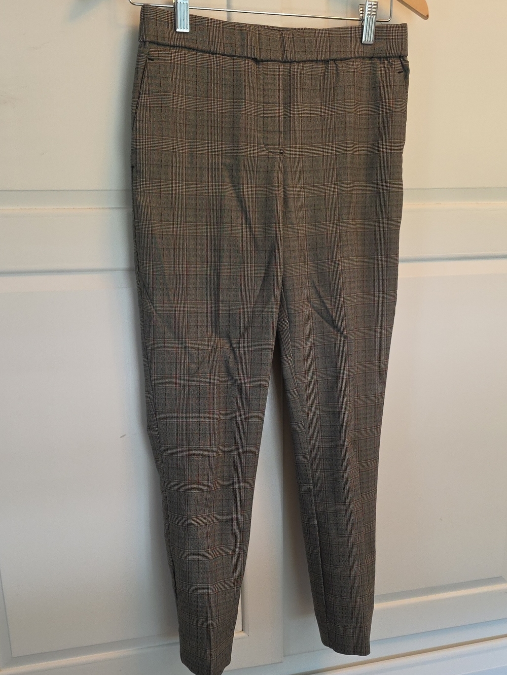 Women's Plaid Slim Trousers - Brown
